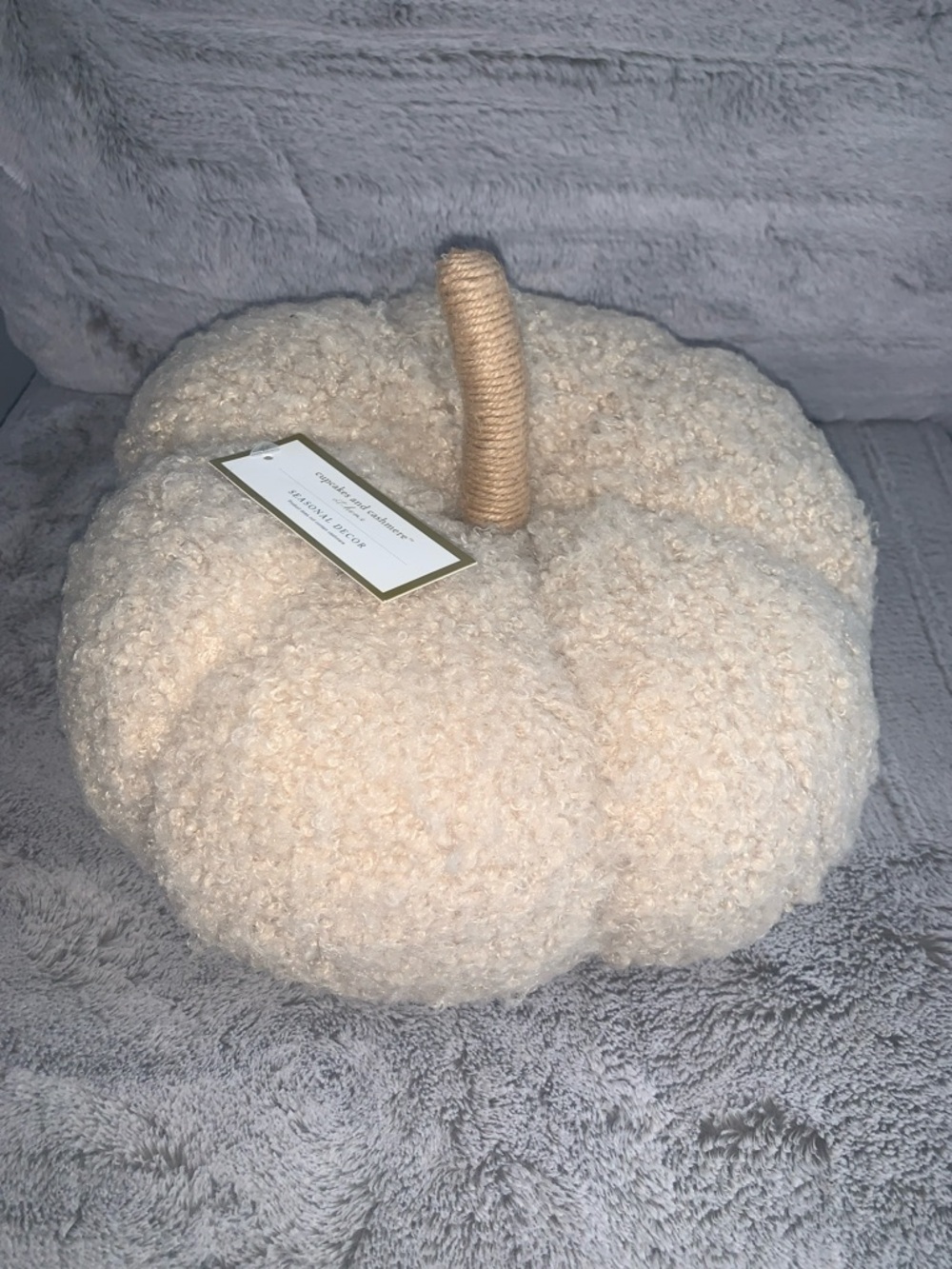 🆕- CUPCAKES AND CASHMERE FAUX FUR PUMPKIN IN IVORY 11”